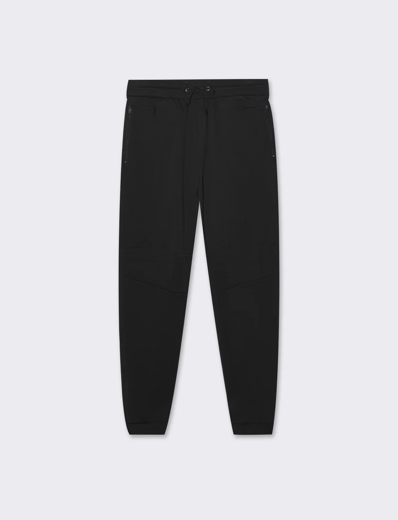 Pantaloni jogger in piquet doppiato - Nero